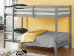Stapelbed Anicet Ii - 2 X 90X 190 Cm - Massief Grenen - Grijs + Matras-Vente-unique Best