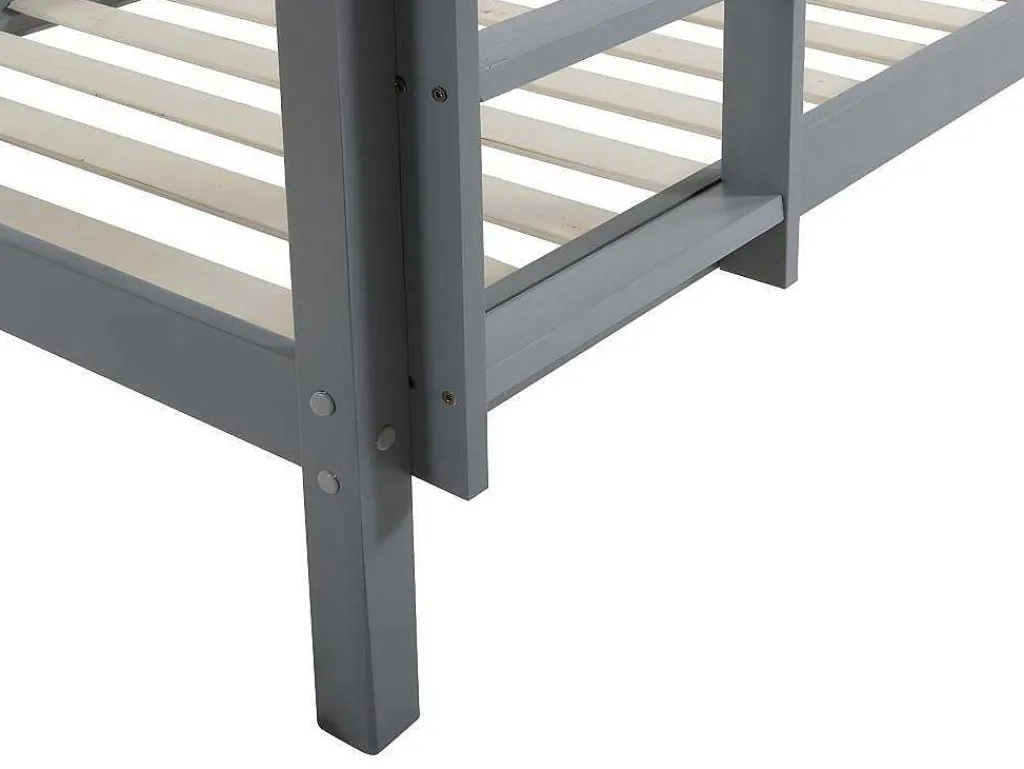 Stapelbed Anicet Ii - 2 X 90X 190 Cm - Massief Grenen - Grijs + Matras-Vente-unique Best