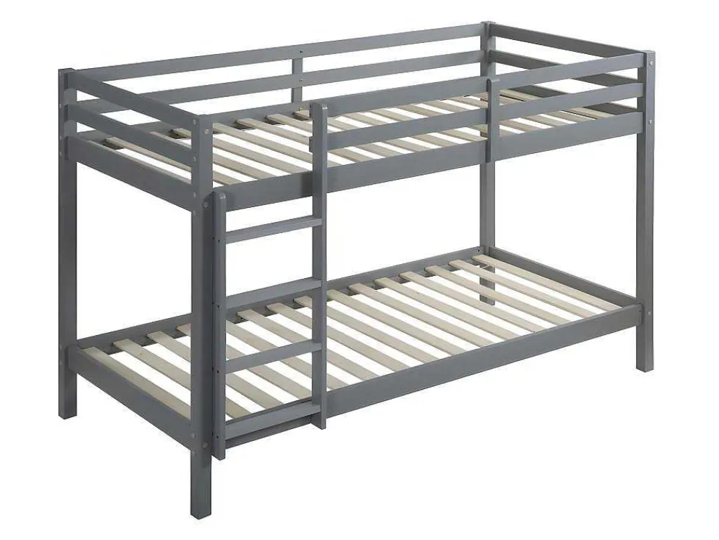 Stapelbed Anicet Ii - 2 X 90X 190 Cm - Massief Grenen - Grijs + Matras-Vente-unique Best