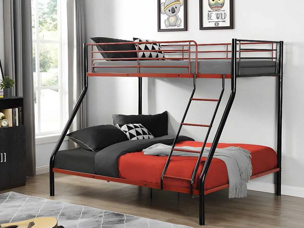 Stapelbed Elevatio Iv - 90 En 140 X 190 Cm - Staal - Zwart En Rood-Vente-unique Outlet