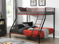 Stapelbed Elevatio Iv - 90 En 140 X 190 Cm - Staal - Zwart En Rood + Matras-Vente-unique Hot