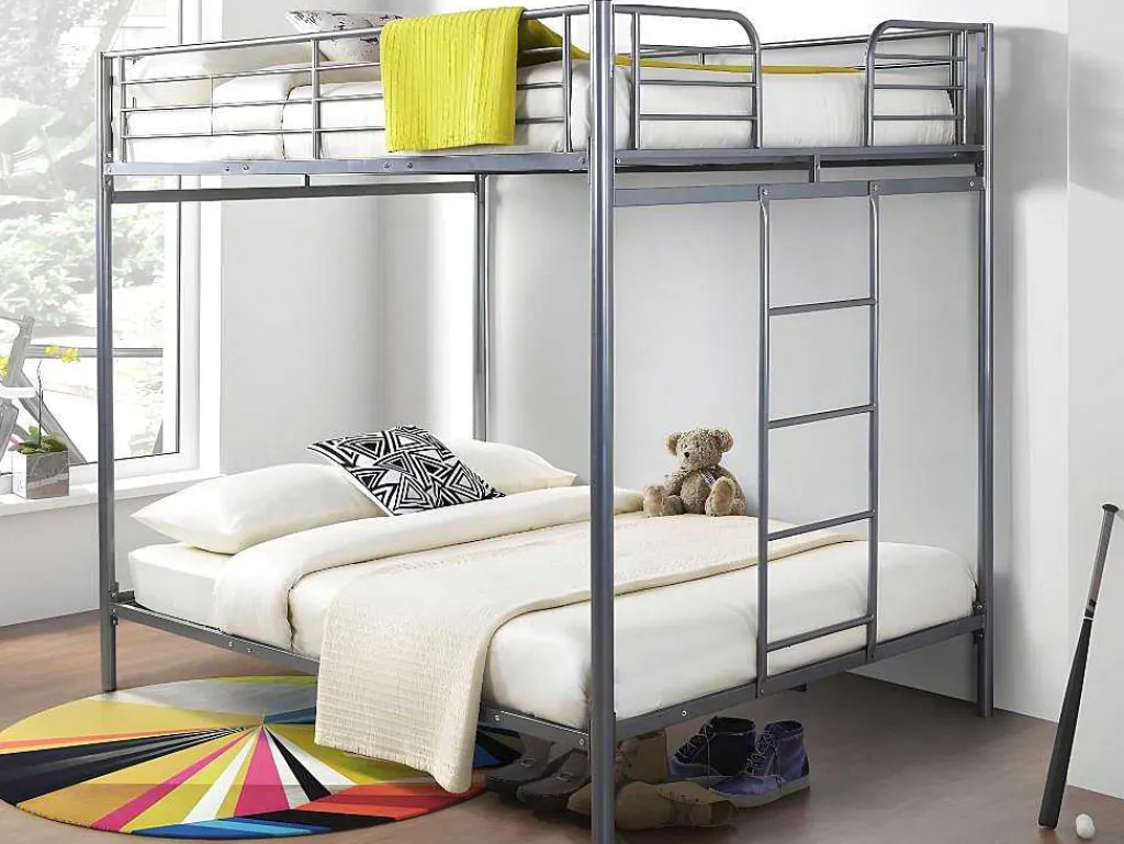 Stapelbed Gemini Ii - 2 X 140 X 190 Cm - Zilverkleurig + 2 Matrassen-Vente-unique Best