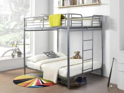 Stapelbed Gemini Ii - 2 X 140 X 190 Cm - Zilverkleurig + 2 Matrassen-Vente-unique Best