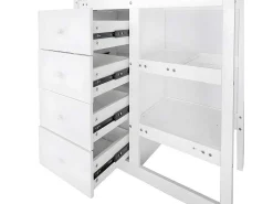 Stapelbed Met Onderschuifbed - Massief Grenenhout - 3X90X200 Cm - Opbergtrap Met 4 Lades - Veiligheidsbarrieres - Wit-ModernLuxe Outlet