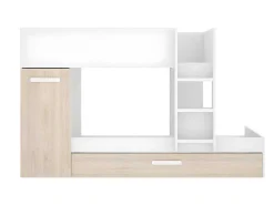 Stapelbed Met Onderschuifbed En Opbergruimte 3X90X190Cm - Wit En Naturel - Anthony-Vente-unique Clearance
