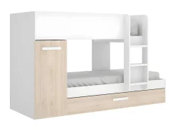 Stapelbed Met Onderschuifbed En Opbergruimte 3X90X190Cm - Wit En Naturel - Anthony-Vente-unique Clearance