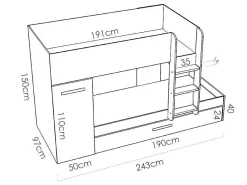 Stapelbed Met Opbergruimtes 3 X 90 X 190 Cm - Wit, Naturel En Roze - Met Matras - Anthony-Vente-unique Discount