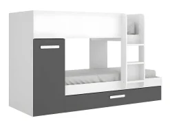 Stapelbed Met Opbergruimtes 3 X 90 X 190 Cm - Antraciet En Wit - Met Matras - Anthony-Vente-unique Hot