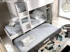 Stapelbed Met Opbergruimtes 3 X 90 X 190 Cm - Antraciet En Wit - Met Matras - Anthony-Vente-unique Hot