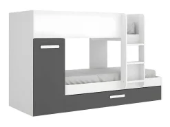 Stapelbed Met Slaaplade En Opbergruimtes 3 X 90 X 190 Cm - Antraciet En Naturel - Anthony-Vente-unique
