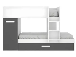 Stapelbed Met Slaaplade En Opbergruimtes 3 X 90 X 190 Cm - Antraciet En Naturel - Anthony-Vente-unique
