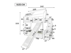 Stapelbed 90X200Cm - Grenenhout En Mdf Structuur - Met Glijbaan En Opbergtrap - Een Grote Lade Onder Het Bed - Wit-ModernLuxe Best