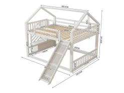 Stapelbedden 140 X 200 Cm - Mdf Hout - Opbergtrap En Glijbaan - Wit-Vente-unique Hot