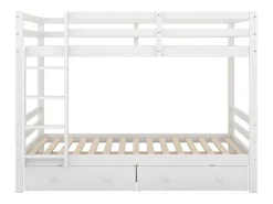 Stapelbedden 140 X 200 Cm Met 2 Grote Lades - Leuning En Trap - Mdf Hout - Grijs-Vente-unique Discount