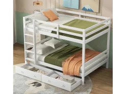 Stapelbedden 140 X 200 Cm Met 2 Grote Lades - Leuning En Trap - Mdf Hout - Grijs-Vente-unique Discount