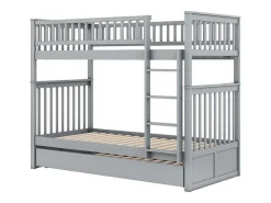 Stapelbedden 2 X 90 X 200 Cm + Onderschuifbed 90 X 190 Cm - Mdf Hout - Grijs - Anthony-Vente-unique Best