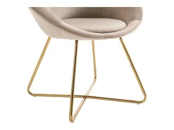 Stoel Van Bouclestof En Goudkleurig Metaal - Beige - Burban-Vente-unique