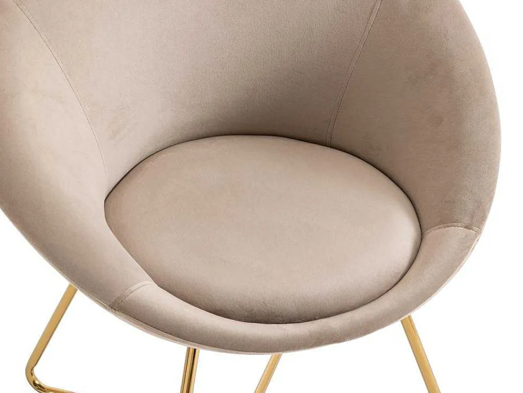 Stoel Van Bouclestof En Goudkleurig Metaal - Beige - Burban-Vente-unique