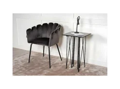 Stone Bijzettafel 40X40 Cm Glas Zwart Marmor Decor.-Furniture Fashion