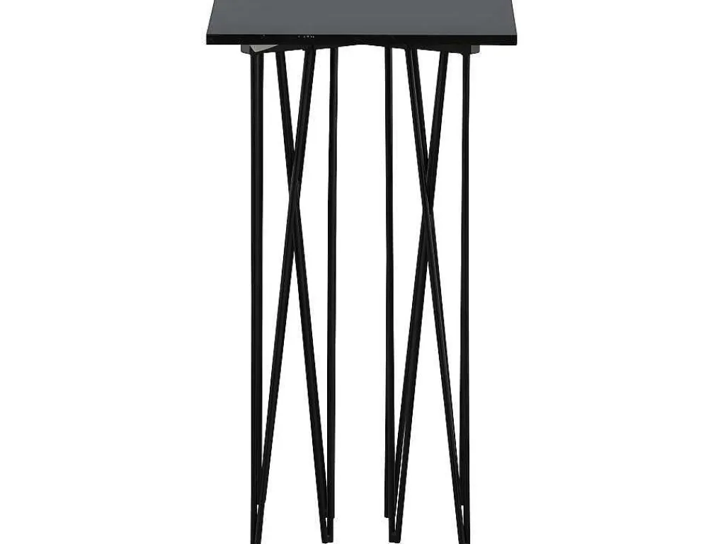 Stone Bijzettafel 40X40 Cm Glas Zwart Marmor Decor.-Furniture Fashion