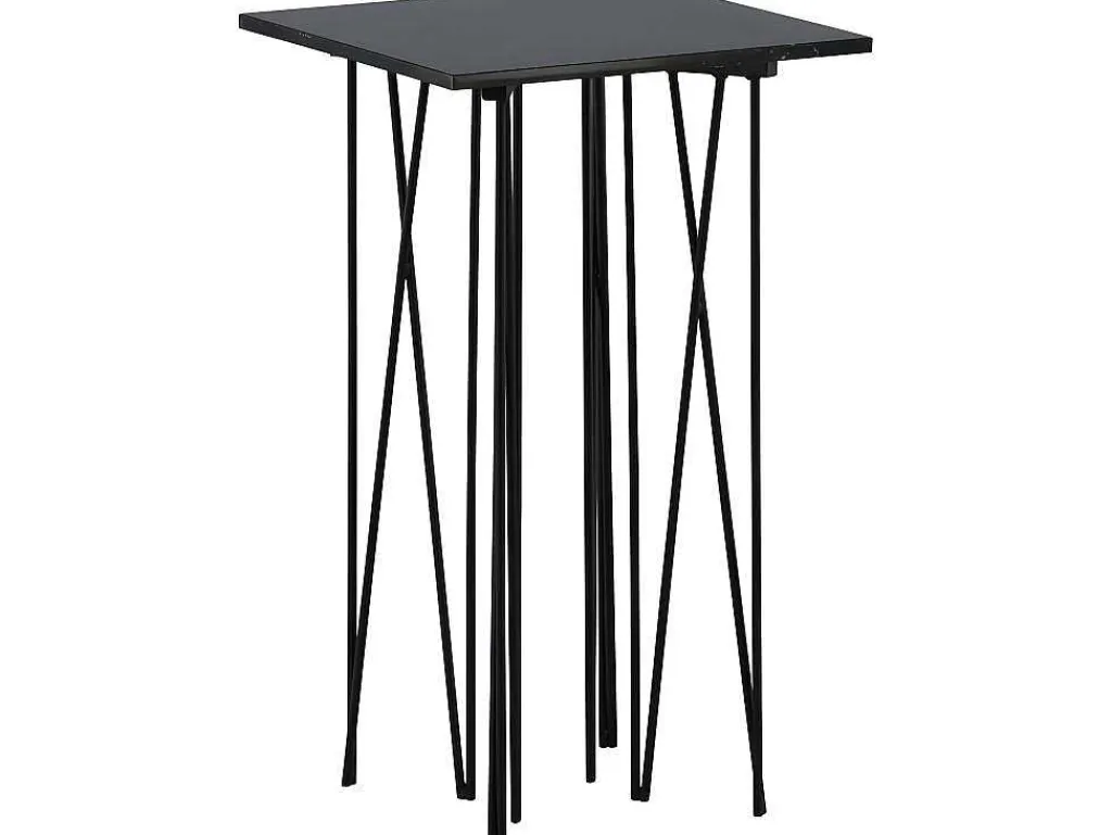 Stone Bijzettafel 40X40 Cm Glas Zwart Marmor Decor.-Furniture Fashion