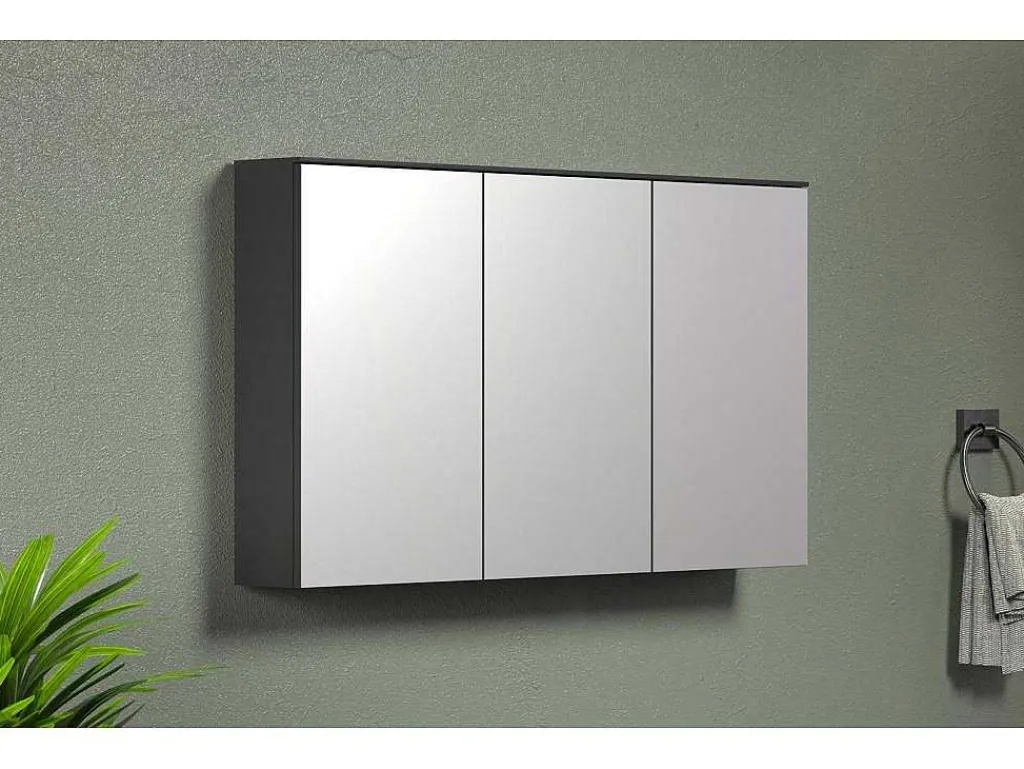 Synnax Spiegelkast 3 Spiegel Deuren Grijs.-Vente-unique Discount