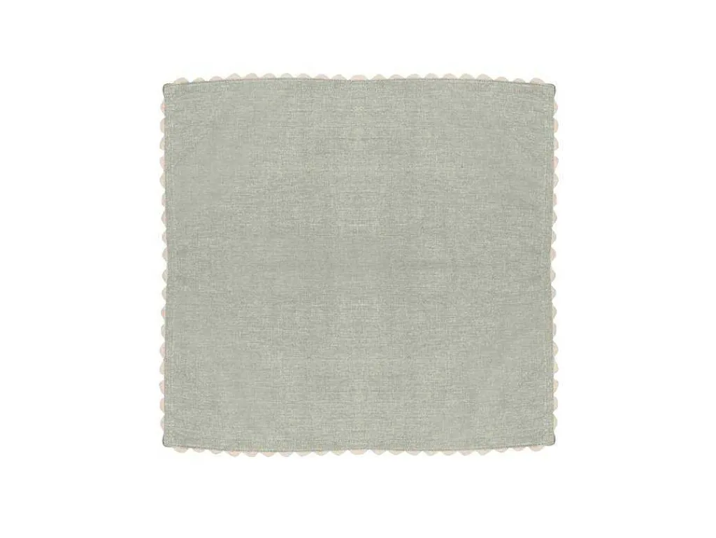 Tafelkleed + 4 Katoenen Servetten - Beige Rand - Groen - 140 X 240 Cm - Loania-OZAIA New