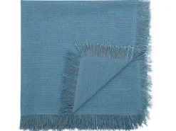 Tafelkleed + 4 Servetten Met Franjes - Katoen - Blauw - 140 X 240 Cm - Pola-OZAIA Outlet
