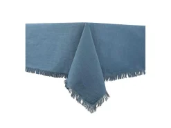 Tafellaken Met Franje Van Katoen - 140 X 240 Cm - Marineblauw - Pola-OZAIA Online