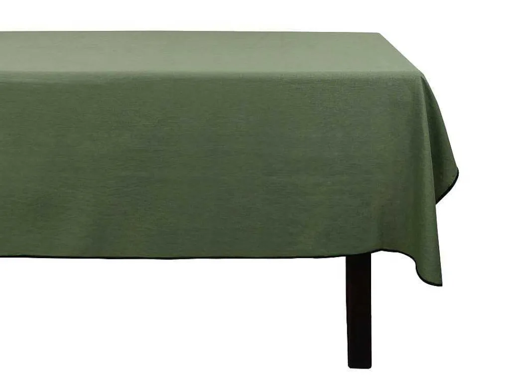 Tafellaken Van Katoen En Linnen Met Zwarte Rand - 170 X 250 Cm - Kaki - Borina-OZAIA