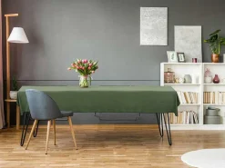 Tafellaken Van Katoen En Linnen Met Zwarte Rand - 170 X 250 Cm - Kaki - Borina-OZAIA