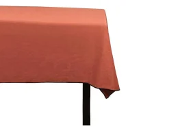 Tafellaken Van Katoen En Linnen Met Zwarte Rand - 170 X 300 Cm - Terracotta - Borina-OZAIA Best
