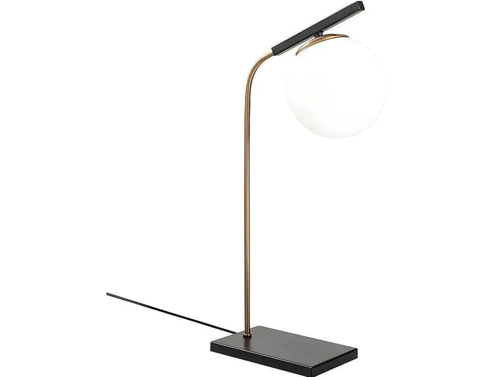 Tafellamp In Art-Decostijl Van Metaal Met Glazen Bol Yildiz - L25 X H55 Cm - Zwart-OZAIA Discount