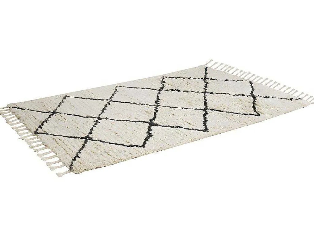 Tapijt Berberstijl Marcus - 100% Wol - 120 X 170 Cm - Beige En Zwart-OZAIA Discount