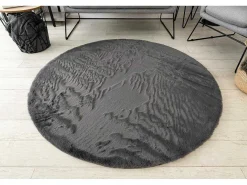 Tapijt Bunny Rond Anthracytkleuring Imitatie Konijnenvacht Cercle 140 Cm-RugsX Hot