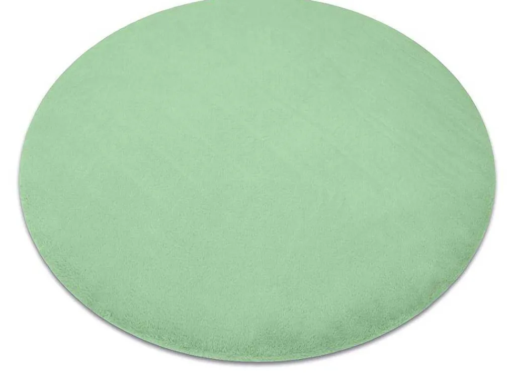 Tapijt Bunny Rond Groen Imitatie Konijnenvacht Cercle 80 Cm-RugsX Discount