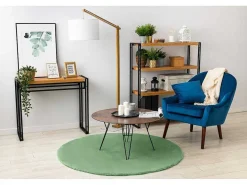Tapijt Bunny Rond Groen Imitatie Konijnenvacht Cercle 80 Cm-RugsX Discount