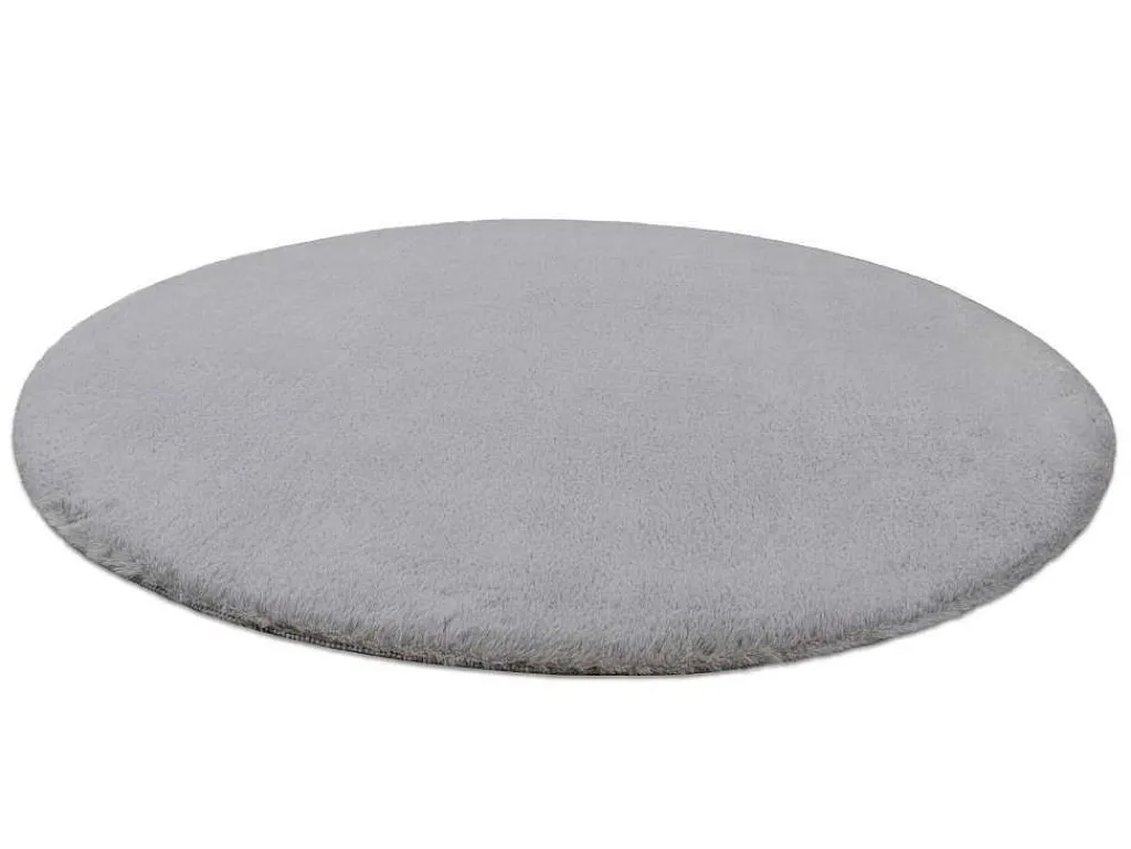 Tapijt Bunny Rond Zilver Imitatie Konijnenvacht Cercle 100 Cm-RugsX Discount