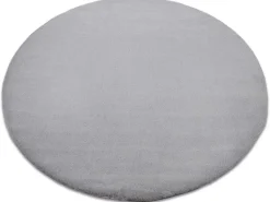 Tapijt Bunny Rond Zilver Imitatie Konijnenvacht Cercle 160 Cm-RugsX Discount
