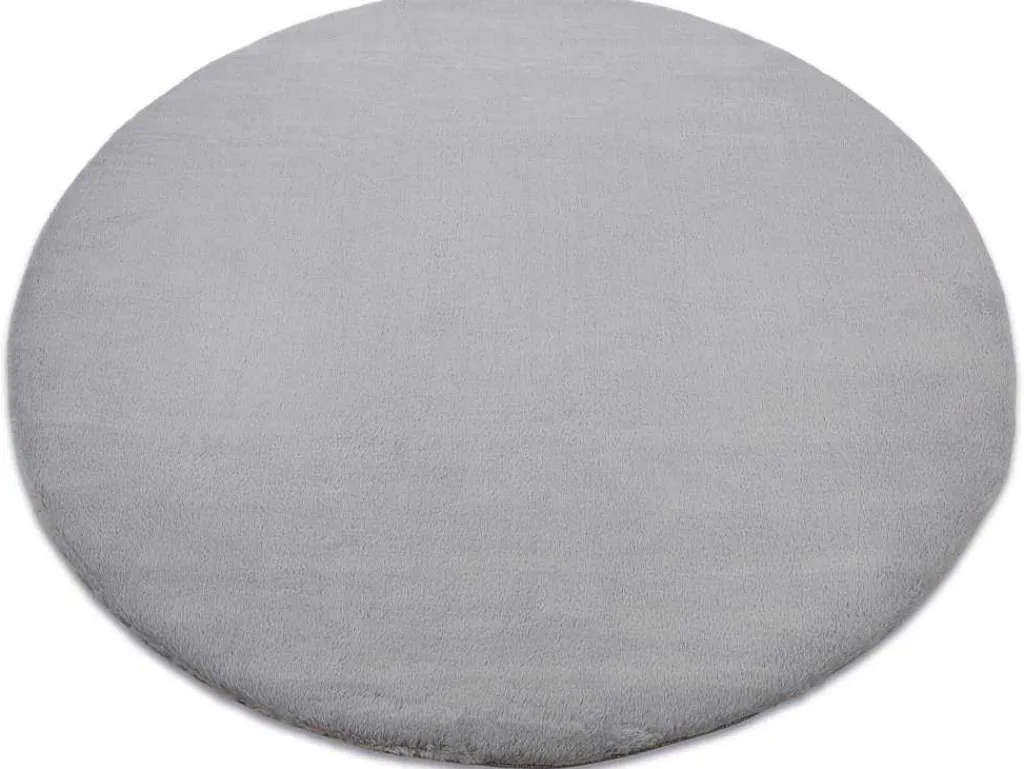 Tapijt Bunny Rond Zilver Imitatie Konijnenvacht Cercle 160 Cm-RugsX Discount