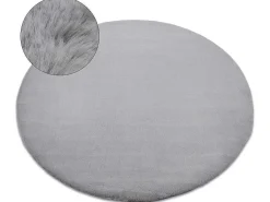 Tapijt Bunny Rond Zilver Imitatie Konijnenvacht Cercle 160 Cm-RugsX Discount