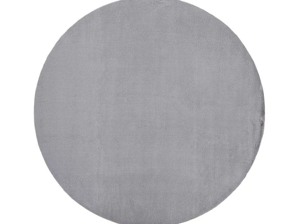 Tapijt Bunny Rond Zilver Imitatie Konijnenvacht Cercle 160 Cm-RugsX Discount