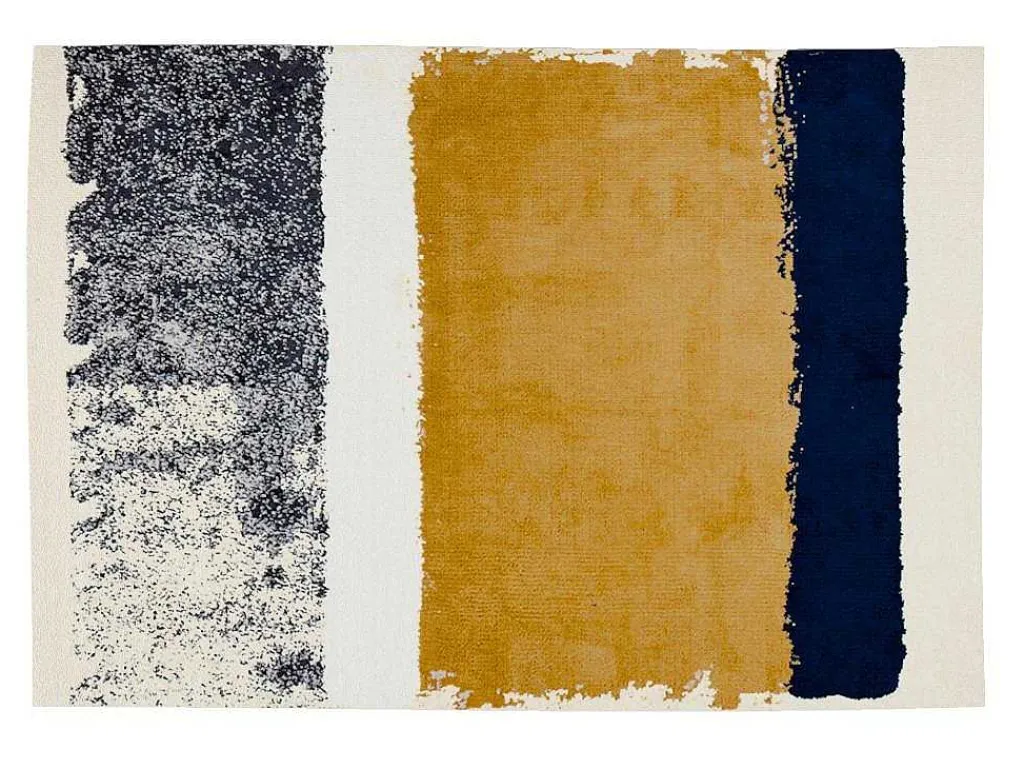 Tapijt Camden - Polyester - 160 X 230 Cm - Mosterdkleur, Marineblauw, Grijs-OZAIA