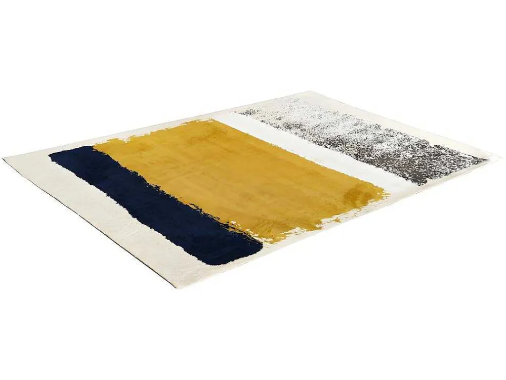 Tapijt Camden - Polyester - 120 X 170 Cm - Mosterdkleur, Marineblauw, Grijs-OZAIA Best