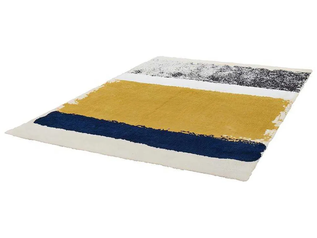 Tapijt Camden - Polyester - 120 X 170 Cm - Mosterdkleur, Marineblauw, Grijs-OZAIA Best