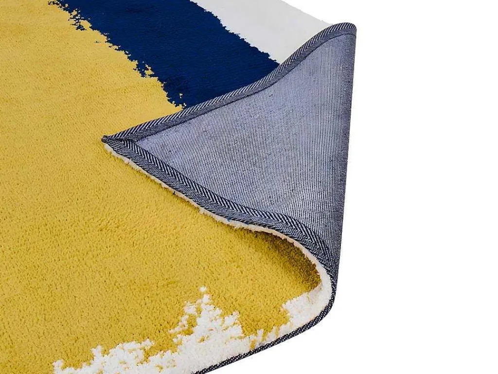 Tapijt Camden - Polyester - 120 X 170 Cm - Mosterdkleur, Marineblauw, Grijs-OZAIA Best