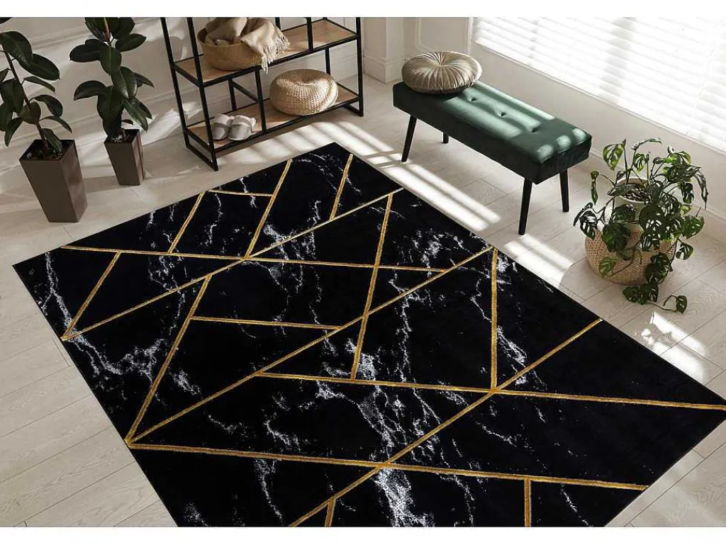 Tapijt Emerald Exclusief 2000 Glamour, Stijlvol Geometrisch, Marmer Zw 120X170 Cm-RugsX Hot