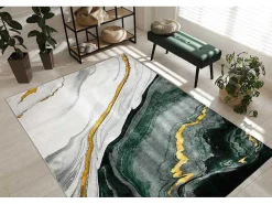 Tapijt Emerald Exclusief 1017 Glamour, Stijlvol Marmer Fles Groen / Go 140X190 Cm-RugsX Sale