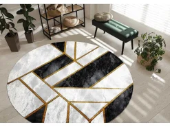 Tapijt Emerald Exclusief 1015 Cirkel - Glamour, Stijlvol Marmer, Geome Cercle 200 Cm-RugsX Outlet