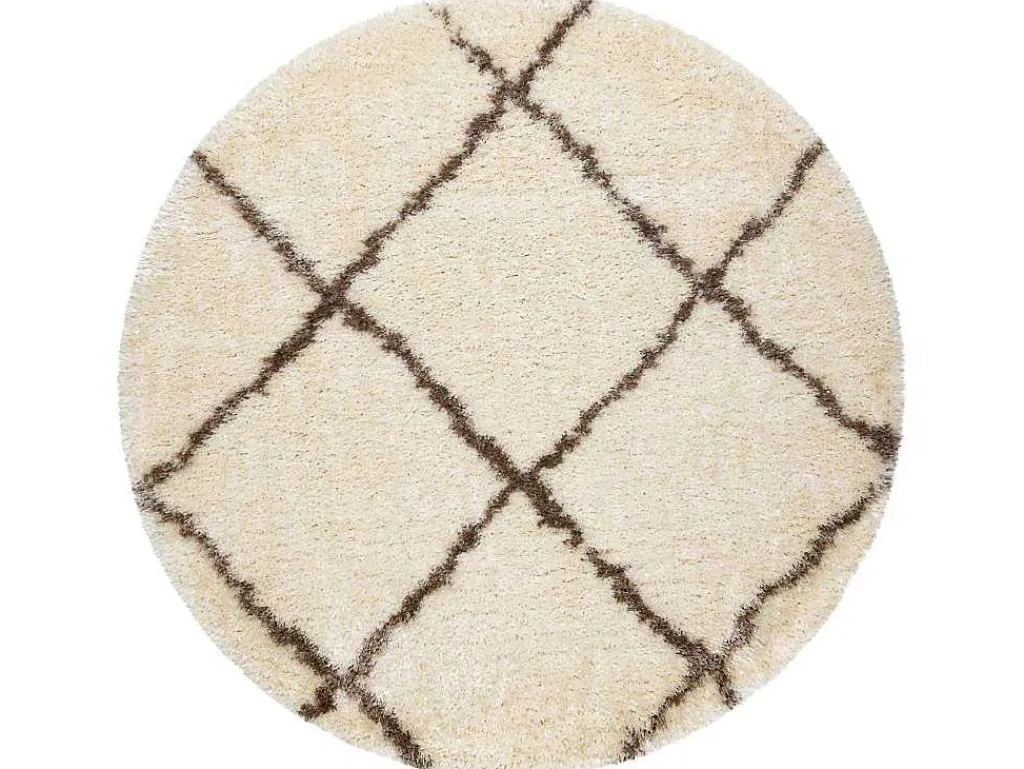 Tapijt Fluffy 2373 Cirkel Shaggy Latwerk Room / Beige Cercle 160 Cm-RugsX Discount